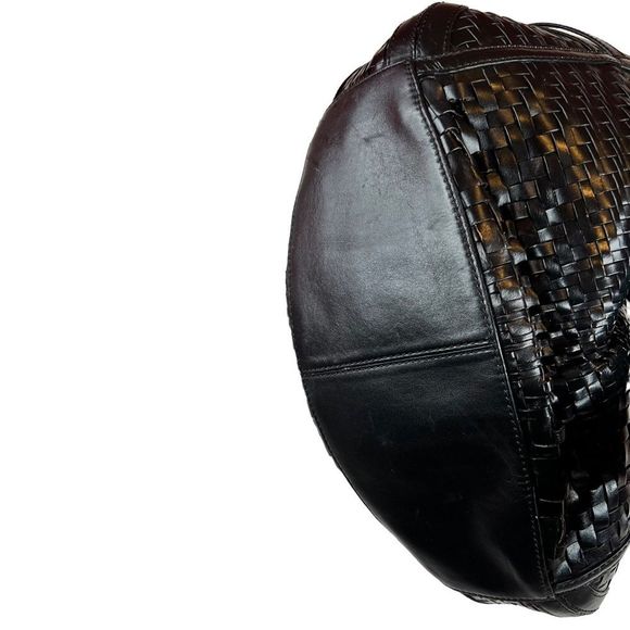 COLE HAAN Village Weave Leather Handbag Hobo or Circular in Black - Picture 11 of 16